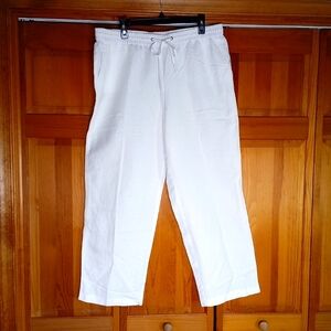 Dressbarn NWT Women's White Linen Pants Size 16 $49.95 New Elastic Waist Pockets